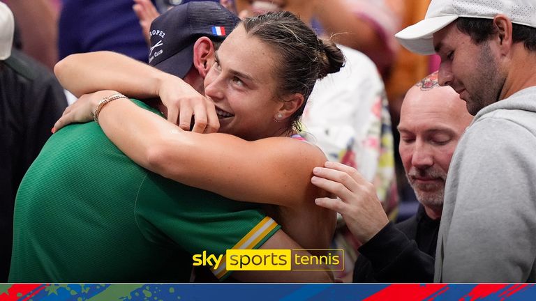 Aryna Sabalenka went into the crowd to celebrate with her team after beating Jessica Pegula to claim her maiden US Open title.